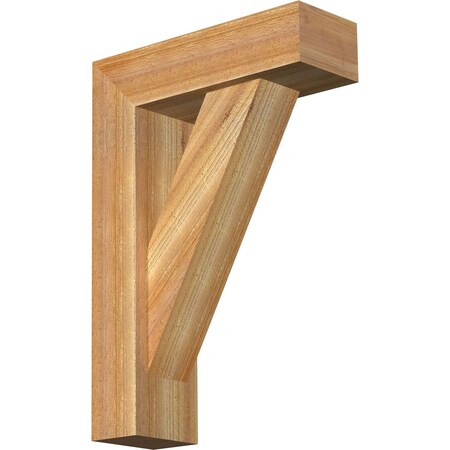 Ekena Millwork Traditional Block Rough Sawn Bracket w/ Offset Brace, Western Red Cedar, 6"W x 18"D x 26"H BKT0604X18X26TRA05RWR